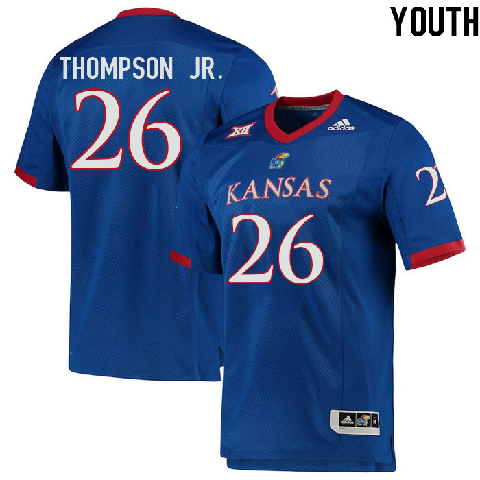 Youth #26 Johnny Thompson Jr. Kansas Jayhawks College Football Jerseys Stitched Sale-Royal